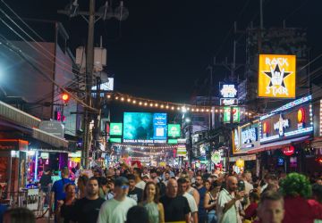 Bangla Road, also known as Bangla Walking Street, in Patong Beach, Phuket, Thailand.