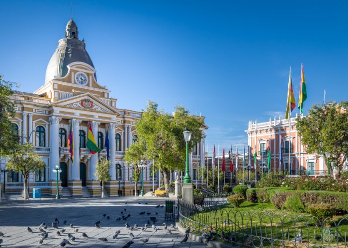 Plaza Murillo, the central plaza of La Paz, Bolivia