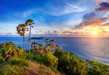 Promthep Cape, a prominent viewpoint situated at the southernmost tip of Phuket, Thailand.