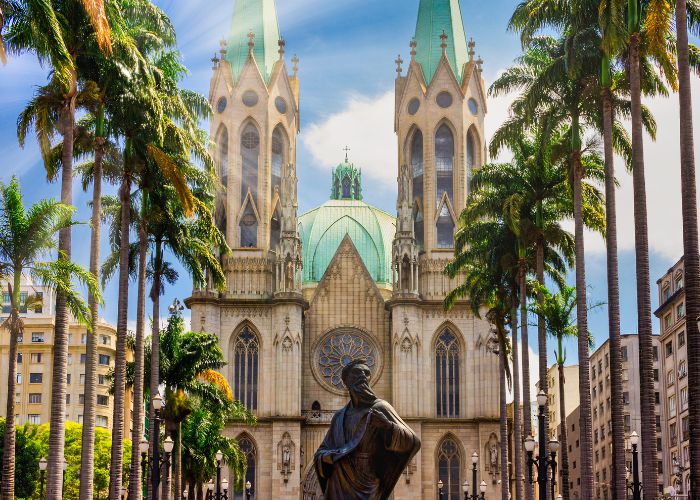 Metropolitan Cathedral of Our Lady of the Assumption, also known as the Sé Cathedral (Catedral da Sé), in São Paulo, Brazil