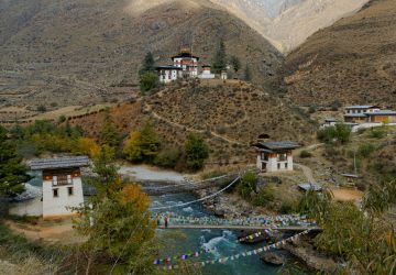 Tachogang Lhakhang, also known as Tamchog Lhakhang, in Bhutan