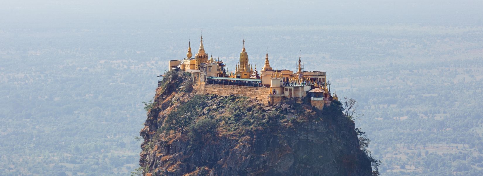 Taung Kalat Monastery, a Buddhist monastery perched atop a volcanic plug in central Myanmar