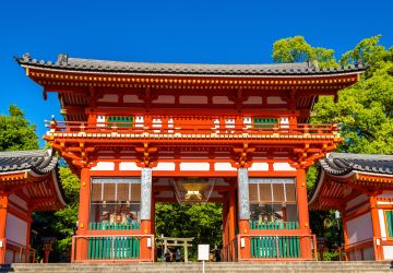 Yasaka Shrine, a prominent Shinto shrine located in the Gion District of Kyoto, Japan