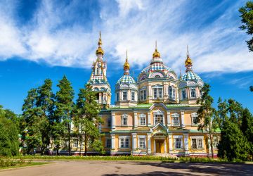 Zenkov Cathedral, located in Panfilov Park in Almaty, Kazakhstan