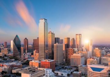 Dallas skyline at sunset