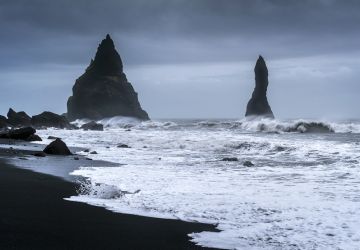 Reynisfjara, a famous black sand beach
